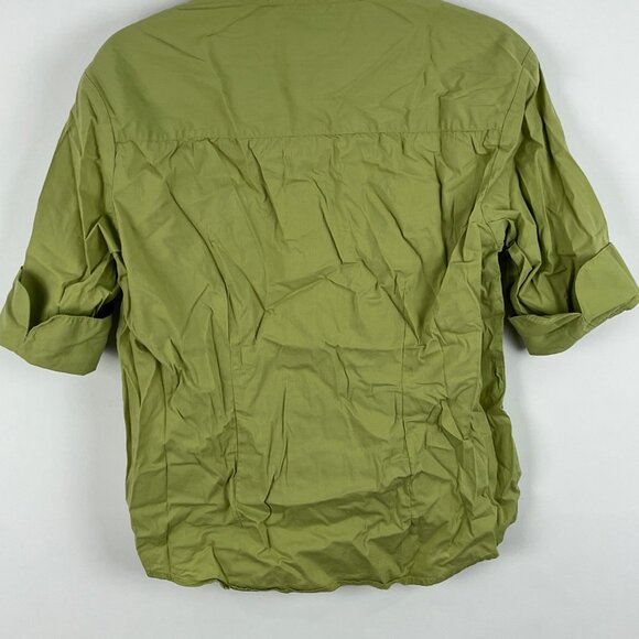 Twik by Simons Top Blouse Size XL Green Short Sleeve Collared Button Down Stretc - Picture 6 of 9